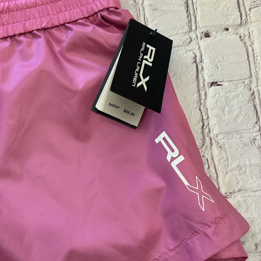 RLX Ralph Lauren Women’s Ripstop Drawstring Athletic Shorts Pink NWT Large - Picture 4 of 9